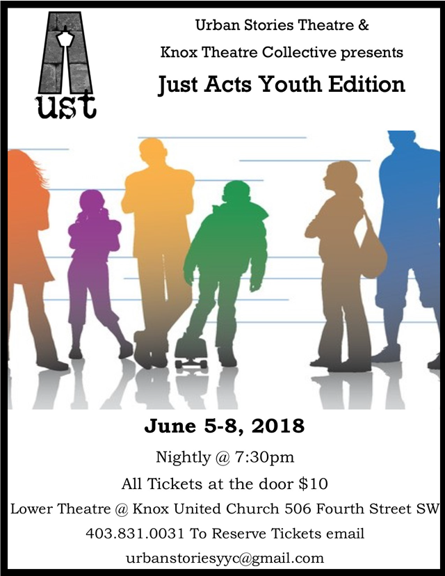 Poster for Urban Stories Theatre - Just Acts Youth Edition 2018
