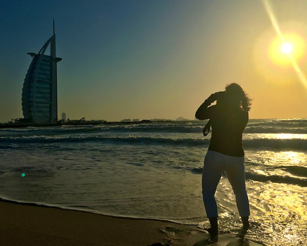 Louise Good taking a photo in Dubai