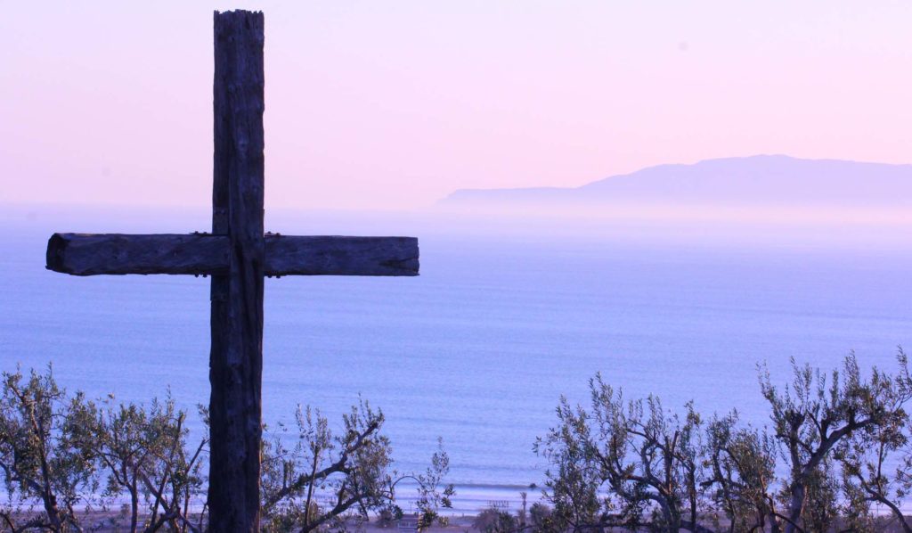 Cross along the coast looking out to sea