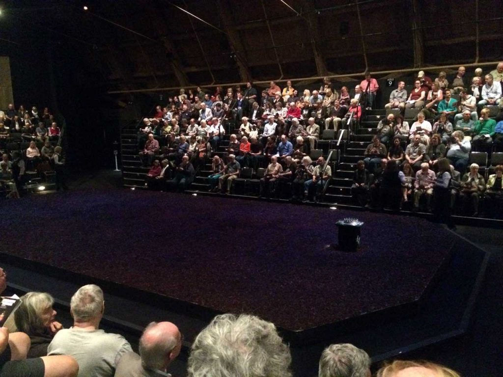 Stratford BoK preshow – a snap from the audience before a performance of Breath of Kings: Rebellion directed by Weyni Mengesha. Assistant Director Bronwyn Steinberg