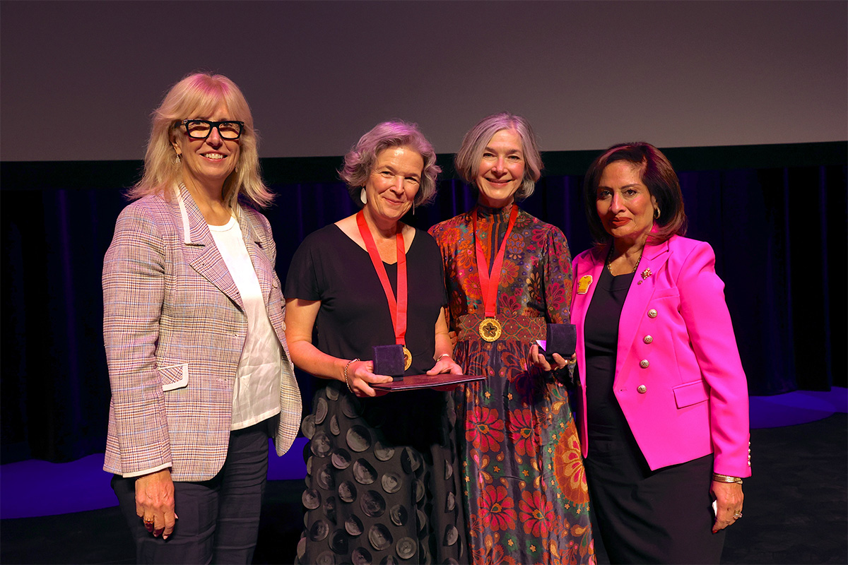 L to R: Arlene Strom, Chair Lg Arts Awards Foundation Board, Distinguished Artists Amanda Forbis, Wendy Tilby, Her Honour Salma Lakhani, Photo Credit Randy Feere