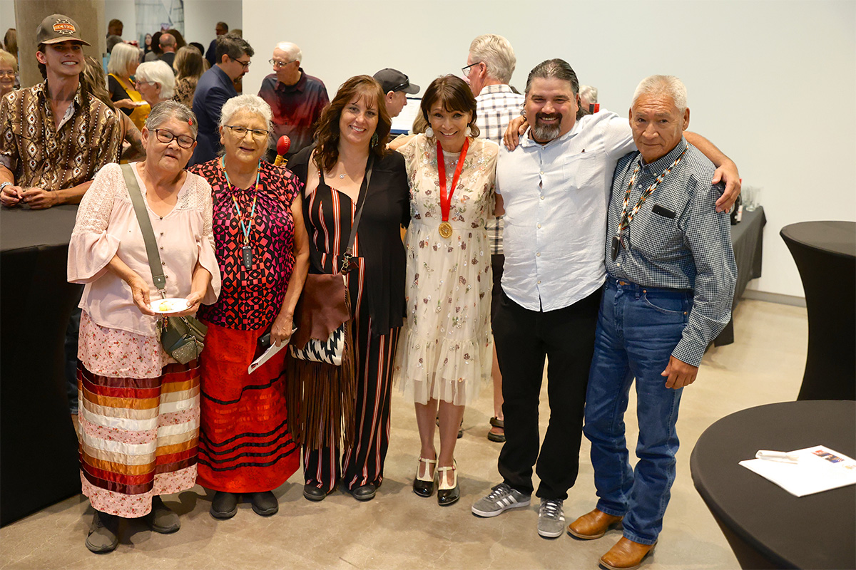 2023 Distinguished Artist Michell Thrush with family and friends, Photo credit Randy Feere