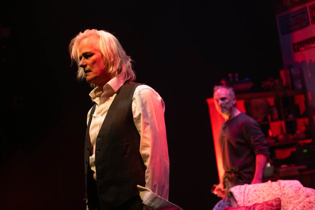 Paul Gross and Shaun Smyth in Alberta Theatre Projects’ production of The Seafarer. Photo by Benjamin Laird. Set & Props Design by Hanne Loosen. Costume Design by Ralamy Kneeshaw. Lighting Design by Anton deGroot.