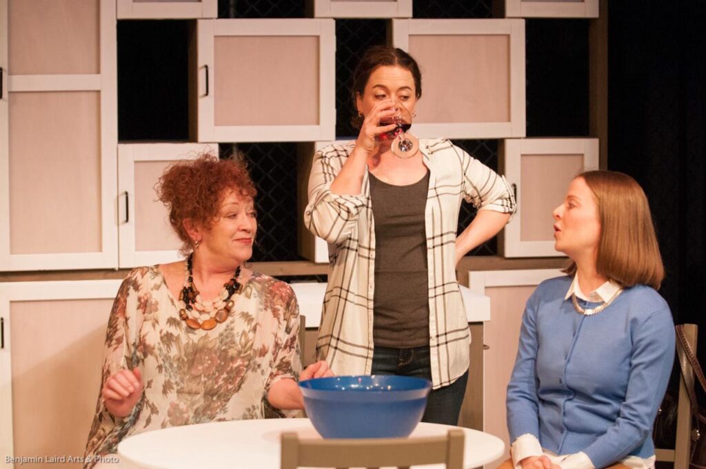 Kathryn Kerbes, Cheryl Hutton, and Anna Cummer in The Lunchbox Theatre Production of Book Club. Photo Benjamin Laird.