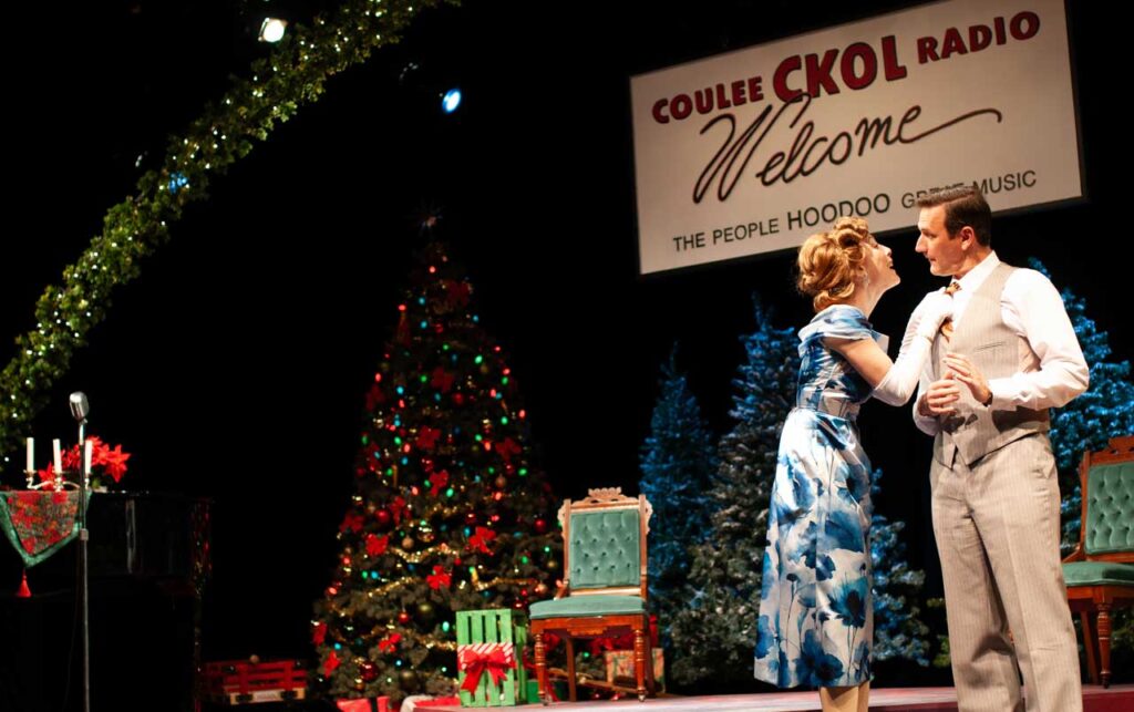 Heather Pattengale and Nathan Schmidt in the Rosebud Theatre Production of Christmas on the Air. Photo Morris Ertman.